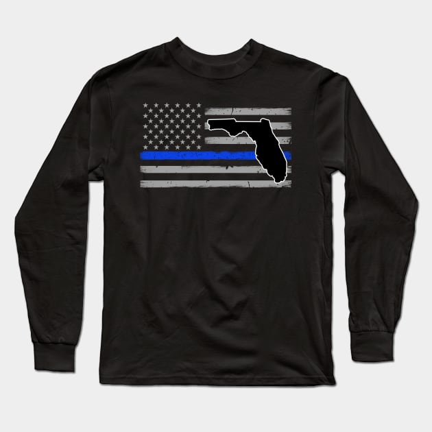 Florida Thin Blue Line Flag Long Sleeve T-Shirt by bluelinemotivation